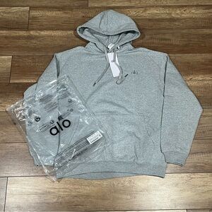 ALO Yoga Unisex Plain Gray Pullover Hoodie Size S,M